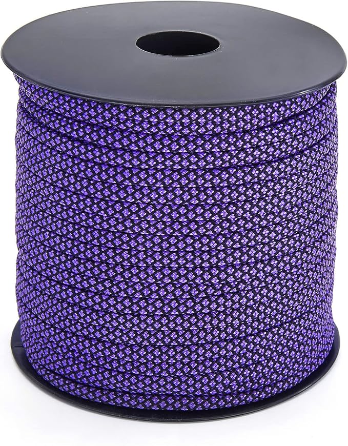 MOOCY Paracord 550,5/32 in x 164 ft (4mm x 50m),7 Inner Strands/Parachute Cord,Nylon Type III Paracord,Ideal Nylon String for Survival & Camping Gear,Purple Black