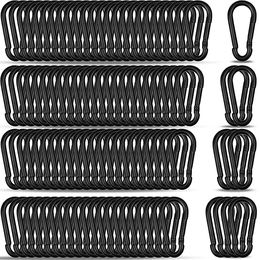 120PCS M4 Heavy Duty Carabiner Clip, 1.57Inch Snap Hook Quick Link Small Carabiner Clips,Spring Link Buckle for Fishing Camping Hammock Dog Leashes-110LBS Holding Capacity (Black)