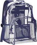 Vorspack Clear Backpack Heavy Duty PVC Transparent Backpack with Reinforced Strap Stitches & Large Capacity for College Workplace Security - Navy