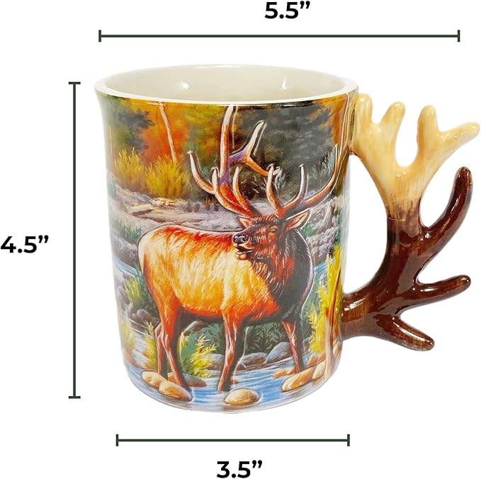Rivers Edge Products 3D Ceramic Coffee Mug with Handle, 15 Ounces, Espresso Cups and Coffee Cups Ceramic, Perfect for Coffee, Expresso, Latte, or Tea