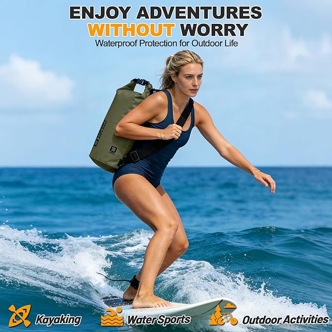 Waterproof Dry Bag, 5L/10L/20L/30L/40L Roll Top Lightweight Storage Backpack with Phone Case for Women & Men, Floating Waterproof Sack for Travel, Swimming, Kayaking, Paddle Board, Camping & Beach