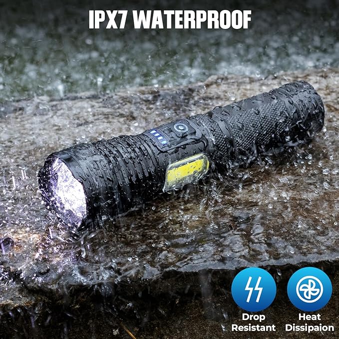 BERCOL Flashlight LED Rechargeable Flashlights High Lumens, 99,000 LM Super Bright Powerful Flashlight, High Powered Flash Lights Waterproof Handheld Flashlights for Home Camping Hiking(2 Pack)