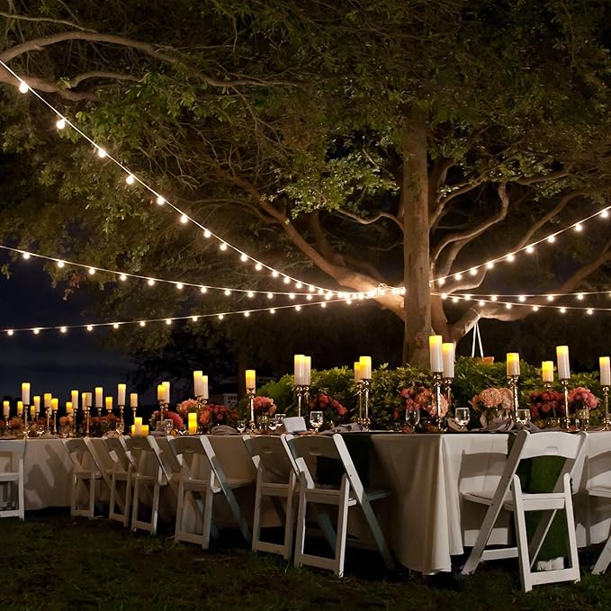 Banord Outdoor String Lights, 50FT Waterproof Patio Lights with 1W Dimmable LED Bulbs, Hanging String Lights for Outdoor Backyard, Garden, Deck, Porch, Gazebo, Balcony, Camping, Party(White)