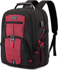 LOVEVOOK Travel Laptop Backpack Waterproof Anti Theft Backpack with Lock and USB Charging Port Large 17-17.3 Inch Computer Business Backpack for Women Men Red