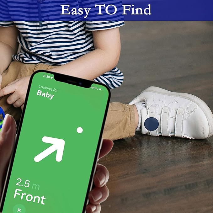 Air Tag Holder for Kids (4 Pack) 丨Hidden AirTag Case with Invisible Pin for Child Cloth, Pants & Silicone GPS Tracker Protective Cover for Toddlers, Elderly Shoelaces丨Dark Blue&Black&Dark Blue&Black