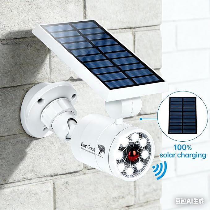 Aluminum Solar Motion Sensor Lights Outdoor - Solar Powered Flood Security Lights Cameras Fill Light for Outside Garage & Driveway Post Patio Pathway Deck - IP66 Waterproof, 3-Day Rain Battery,