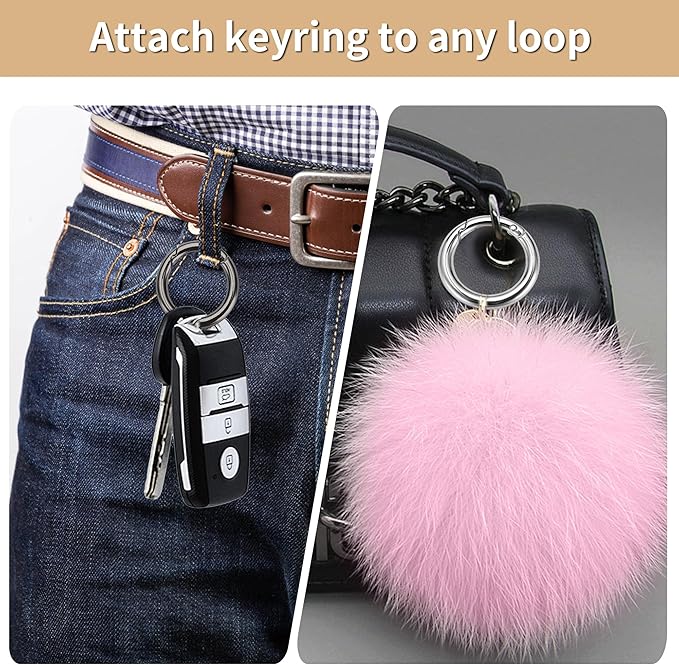 Gkeygo Key Ring Clip, 1 Inch Keychain Rings, 8 Pack Round Carabiner Clip for Keys, Buckle, Bags, Purses - Key Chain Hooks Replacement Keychains Lanyard DIY Crafts - Black, Silver