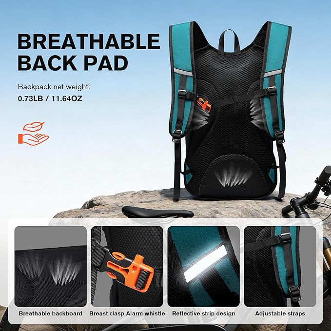 Ultra-Light Soft Daypack 15L/20L, Cushioned Breathable Back Panel Backpack, Lightweight Packable Travel Backpack (Green, 15L)