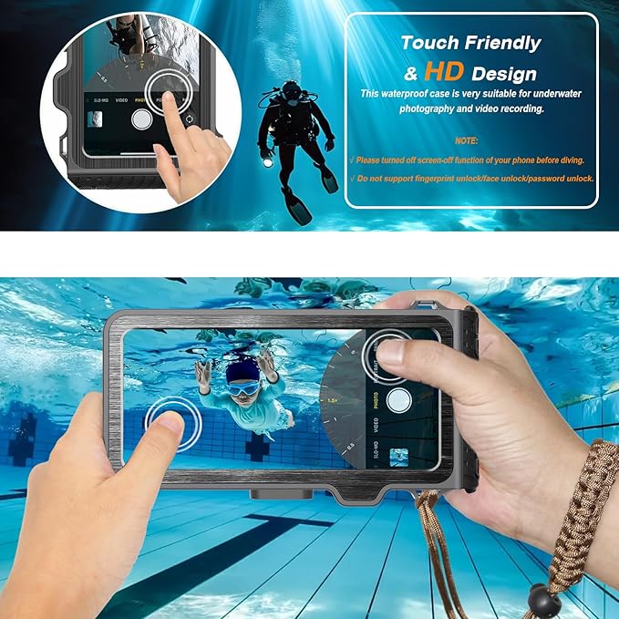2026 Diving Snorkeling Phone Case for iPhone 17/16/15/14/13/12/11 Pro Max/XS/X Samsung Galaxy S26/S25/S24 Professional Scuba Dive Waterproof Underwater Photo Video Cover (4TH Gen, Gray)