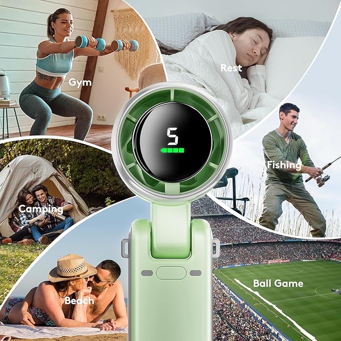 Portable Handheld Mini Fan, Foldable Powerful Winds Turbo Fan, 10000mAh Battery & 50000RPM Speed, USB Rechargeable Personal Fans with 5 Speed, Digital Display For Women Men Travel Camping Outdoor