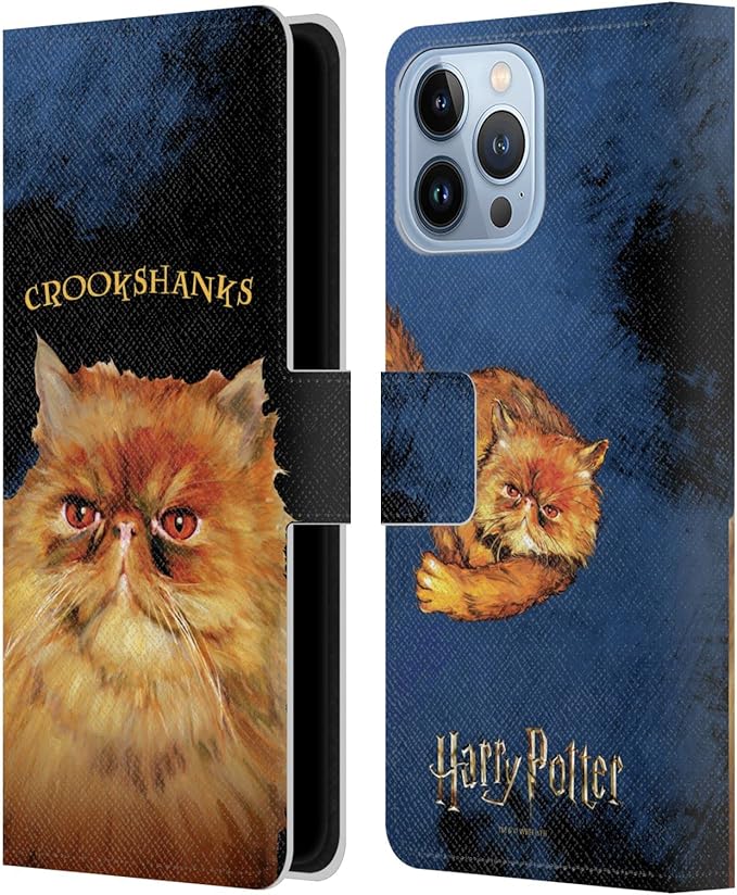 Head Case Designs Officially Licensed Harry Potter Crookshanks Prisoner of Azkaban II Leather Wallet Case Compatible with Apple iPhone 13 Pro Max