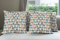 Ambesonne Funny Cartoon Throw Pillow Cushion Case Pack of 4, Theme of Playful Hipster Cats with Glasses Colorful Dotted Designed Print, Modern Accent Double-Sided Digital Printing, 16", Charcoal Grey