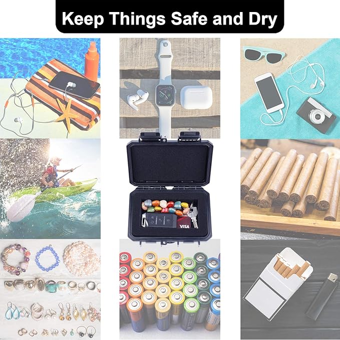 Lykus HC-1410 Mini Hard Case Dry Box with Foam Insert, Interior Size 5.51x3.54x1.46 inch, IP66 Splash-Proof, Suitable for cellphone, keys, cards, and small items