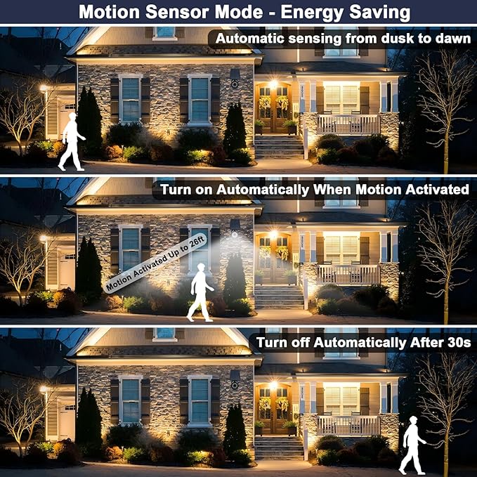 Solar Lights Outdoor Motion Sensor Flood Lights 2000LM IP67 Waterproof Security Spot Lights for Yard Garden Patio 2 Pack