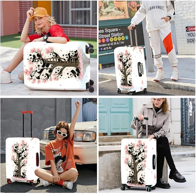 ANNA QUEEN Panda Luggage Cover, Cute Panda Tree Suitcase Protector, Stretchable Washable Travel Cover for 28-30 Inch Luggage