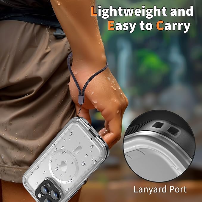 Cozycase for iPhone 16 Pro Max Waterproof Shockproof Dustproof Case [Compatible with MagSafe] - Heavy Duty/360 Full Body/Military Grade/Rugged Built in Screen/Camera Protector Black/Frosted Clear 6.9"