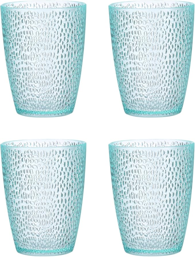 uxcell 10oz Acrylic Drinking Glasses, 4Pcs Plastic Reusable Tumblers Drinkware Unbreakable Water Glasses Cups Stackable & Dishwasher Safe for Home Outdoors Restaurant, Light Blue