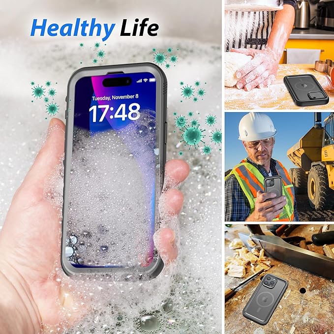 SPORTLINK for iPhone 15 Pro Case - IP68 Waterproof Military Protective Full Body Heavy Duty Shockproof 360 Sealed Dustproof with Camera Screen Protector Phone Cover for i Phone 15 Pro 6.1" Mag/Black