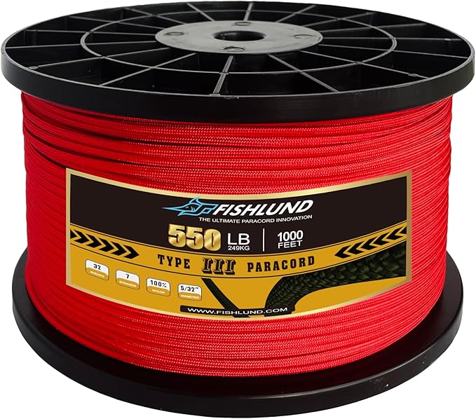 Paracord 550 lb, 7 Strand Paracord Rope 1000ft 4mm, Nylon Parachute Cord for Camping, Imperial Red