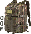 Hannibal Tactical MOLLE Assault Backpack, Tactical Backpack Military Army Camping Rucksack, 3-Day Pack Trip w/Patch, D-Rings, Woodland