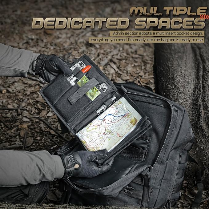 LIVANS Tactical Pouch Military Map Case Holder Army Foldable Map Storage Pouch Multifunctional for Outdoors or Hiking - 13"x10" Clear Viewing Area,1000D Oxford + Waterproof TPU