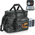 KastKing BaitSpace Fishing Tackle Bag With 4 Tackle Boxes & Removable Bait Binder, Water-Resistant Tackle Storage, Durable Fishing Gear, Adjustable Shoulder Strap