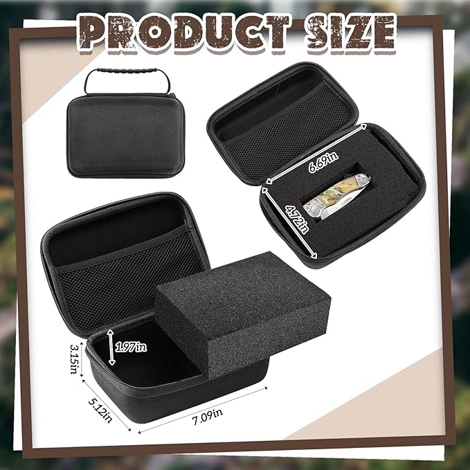 Relaxweex EVA Hard Case with Customizable Foam 7.1 x 4.7 x 3.1 Inch Protective EVA Carrying Case Shockproof Outdoor for Camera, Digital Products, Electronic Instruments with Knife, Black
