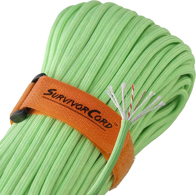 SurvivorCord Paracord - From Titan Survival - Patented 620LB Strength 550 Military Paracord with 3 Strands - Heavy Duty 550 Hank Cord Camping & Outdoor - Paracord with Firestarter & Survival Cord
