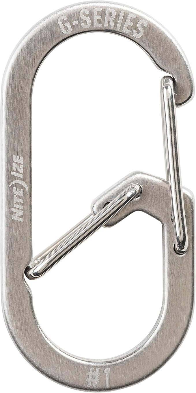 Nite IZE GS1-11-2R6 G-Series Dual Chamber Carabiner, Size #1,Stainless Steel, 2 Count (Pack of 1)