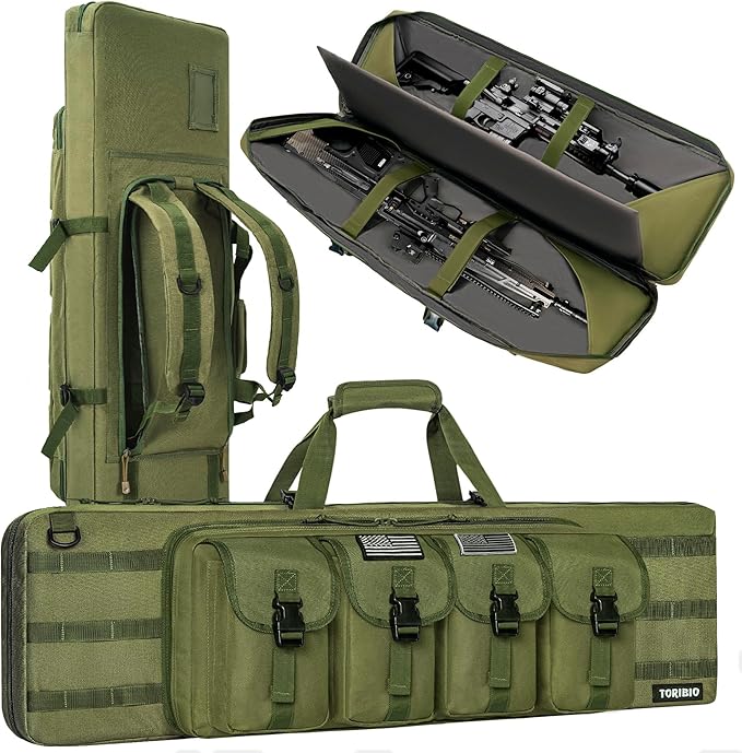 TORIBIO Double Rifle Case Soft Bag 32" 34" 36" 42" 46" 48'' 51“ 55” Gun Case Tactical for Rifle Firearm Storage, Transportation and Hunting Shooting Range, Rifle Backpack