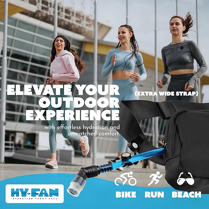HY-FAN Hydration Cross Body with Bladder, 17oz BPA-Free, Hands-Free Design, Secure Pockets, Ideal for Athletic Outdoor Activities, Travel and More - Blue
