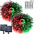 JMEXSUSS 2 Pack Solar String Lights Outdoor Waterproof, Total 66 FT 200 LED Solar Christmas Lights Outdoor, Twinkle Light for Christmas Tree Outside Garden Yard Xmas Decor, Red to Green