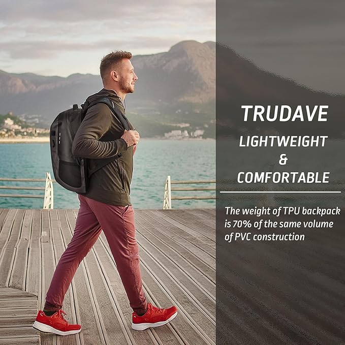 Trudave Waterproof Backpack, Waterproof Submersible Backpack, Floating TPU Coated Dry Bag with Airtight Zipper for Kayak, Fishing, Boating, Hiking (30L)