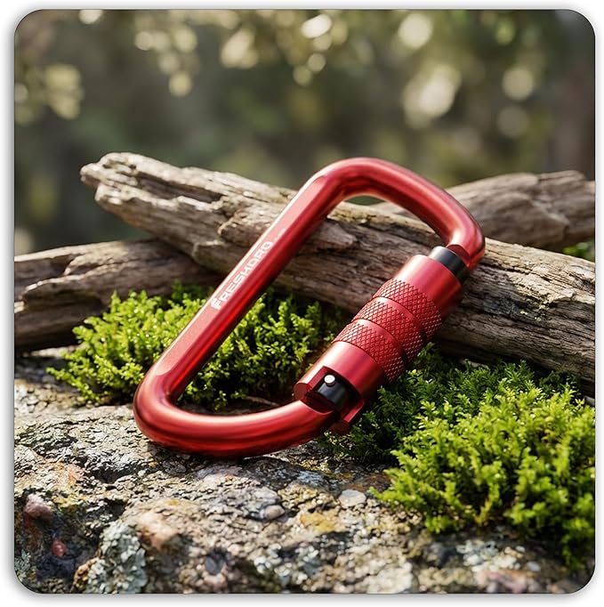 FresKaro 3inch 12kN-2698lbs Auto Locking Carabiner Clips, Solid D Shape, Heavy Duty 7075 Aluminum, Lightweight 1.09oz, Rust Proof, for Hammock, Hiking, Dog Leash, Keychain etc., Multi-Colors