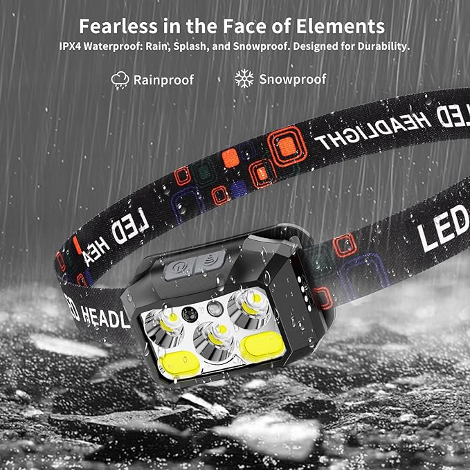 Rechargeable LED Headlamp 3-Pack, 800 Lumens, USB-C, IPX4 Waterproof, 8 Modes, Red & White Light — Lightweight, Adjustable; for Camping, Hiking, Running, Fishing & Repairs
