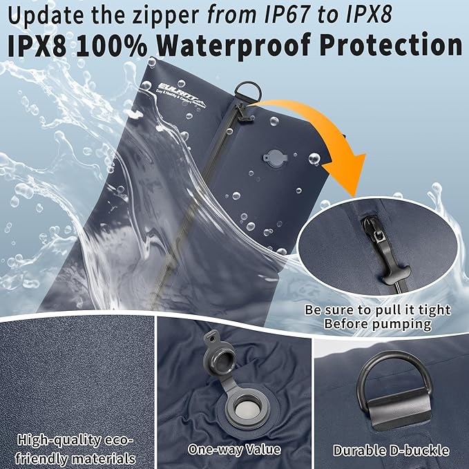 Reusable Vacuum Bags for Travel With Pump,Professional Waterproof IPX8 Zipper Vacuum Compression Bag for Suitcases Backpack,Space Saver Bags Packing Organizers for Clothing Packing(3 Pack,Navy)