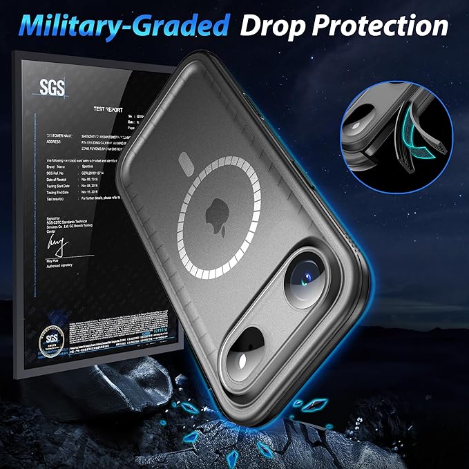 SPORTLINK for iPhone Air Case, IP68 Waterproof Military Protective Full Body Heavy Duty Shockproof 360 Sealed Dustproof with Camera Screen Protector Phone Cover for iPhone Air 6.5" M/Black