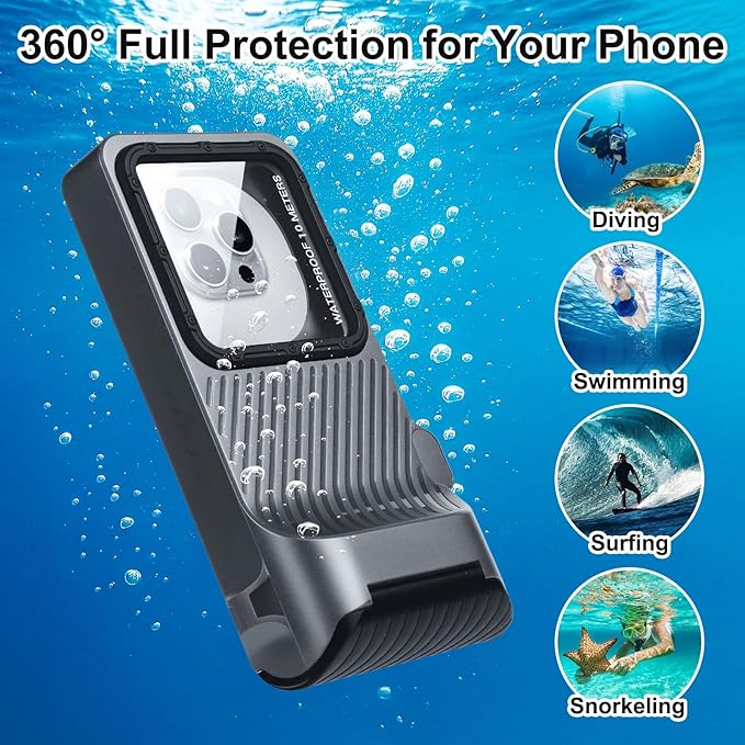 33ft Snorkeling Phone Case, Gen 4 IP68 Waterproof Housing for iPhone 16/15/14/13/12/11 Pro Max Samsung Galaxy S24/S23/S22, Touchscreen Full Protection