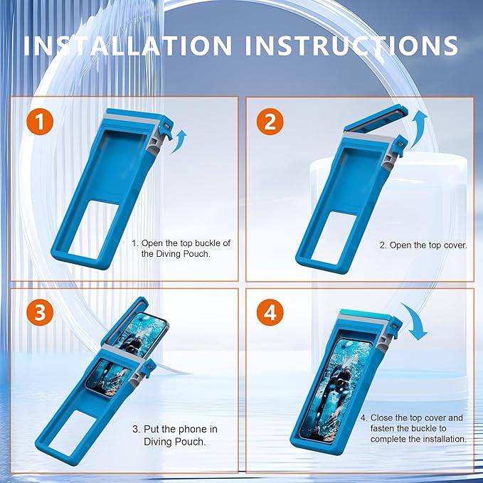 GOLDJU Waterproof Phone Case, Underwater Diving Phone Case for Snorkeling,IPX8 Waterproof Phone Pouch with Lanyard for Apple iPhone，Samsung,and up to 7.0",Beach Cruise Ship Travel Essentials -Blue