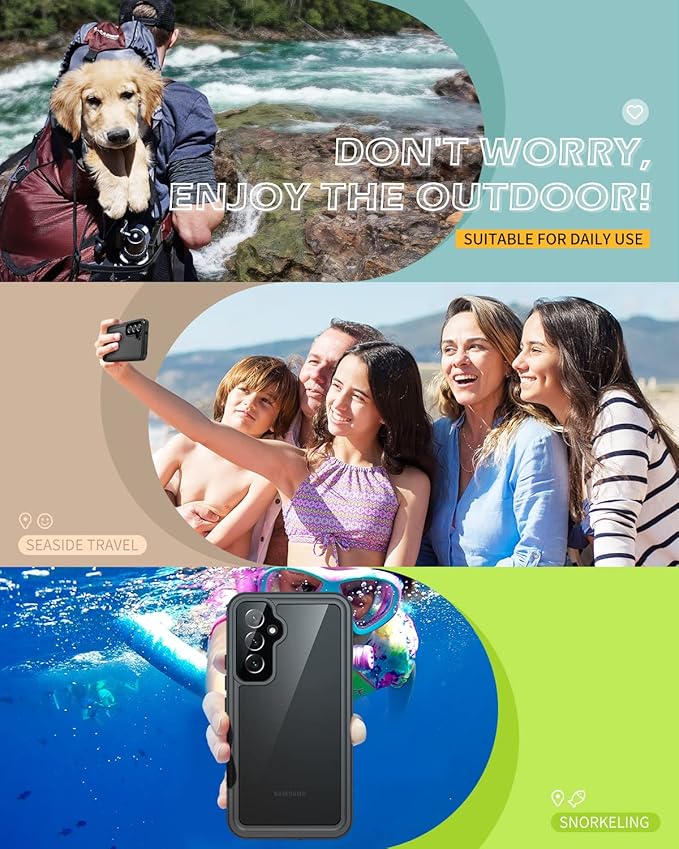 Lanhiem for Samsung A54 5G Case, Galaxy A54 5G Case, IP68 Waterproof Dustproof Cover with Screen Protector, Heavy Duty Full Body Protective Phone Case for Samsung Galaxy A54, Blue/Clear
