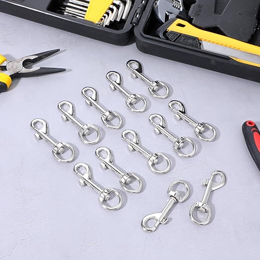 Kifmurase 50 Pcs Swivel Snap Hooks for Dog Leash, Heavy Duty 2.68 Inch Flag Clasp Single Ended Swivel Clip, Multipurpose Bolt Snap for Keychain Camera Trap Linking Pet Leash (Classic Style)