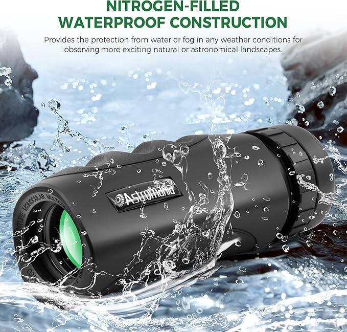 Astromania 8x25 Monocular for Adults, Compact Outdoor Accessory with Multi-Coated Optics BAK7 Prism & Twist-Up Eyecup, Waterproof & Fogproof Ideal for Bird Watching Hunting Sport and Wildlife Viewing