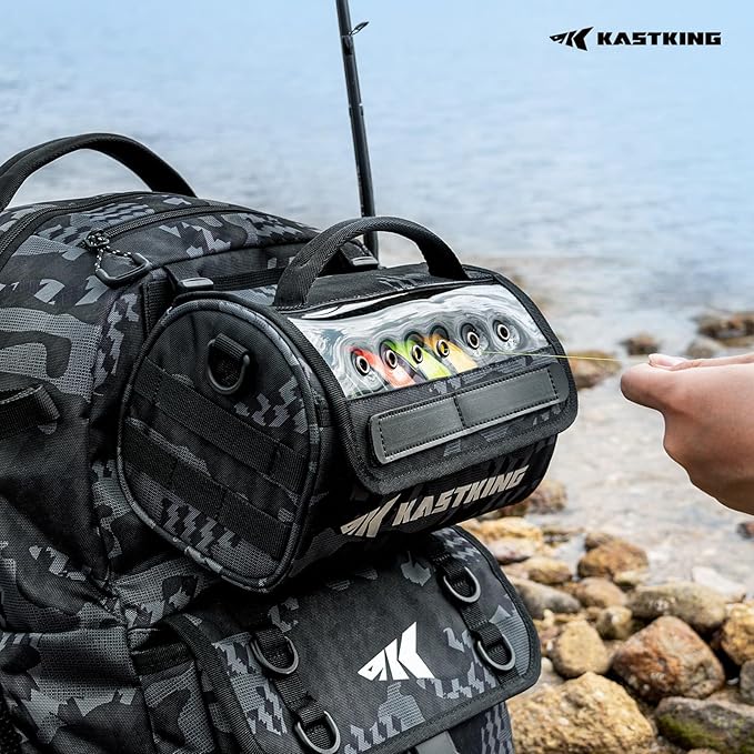 KastKing BaitSpace Line Management Bag, Fishing Line Storage Bag with Water Resistant Nylon, Clear View Window, Removable Divider, Tangle-free Leader Line Holder