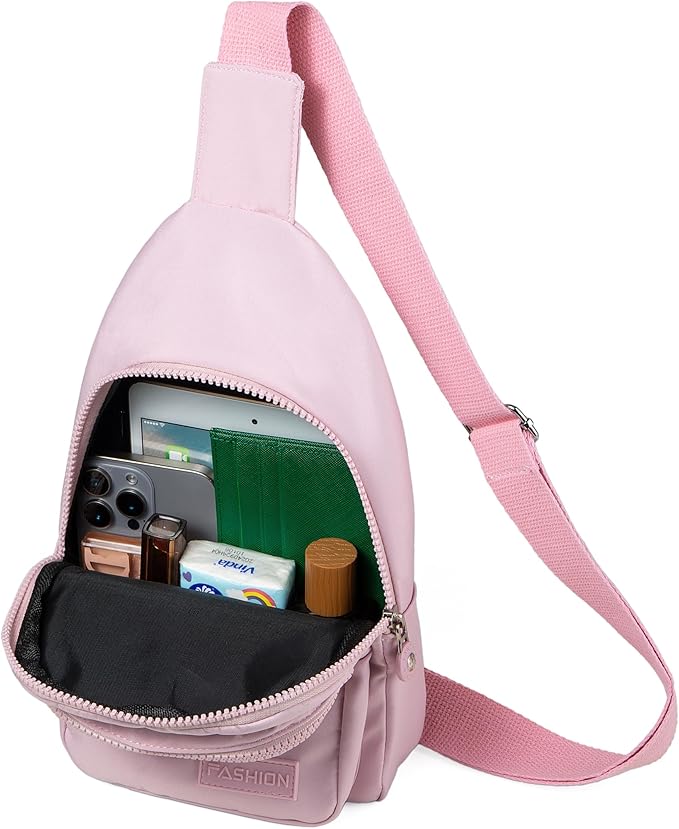 Banelu Sling Backpack Crossbody Bags for Women, Small Sling Bag Cross Body Bag for Outdoors Sports Hiking - Pink