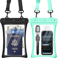 CACOE [Floatable Floating Universal IPX8 Waterproof Phone case 2 Pack-Up to 10.0",Adjustable Lanyard Phone Pouch,Cellphone Dry Bags for Vacation Beach Pool Kayak Cruise Travel Essentials（Black+Green）