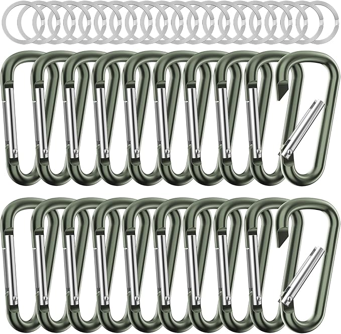 sprookber 2.28" Small Carabiner Clip Keychain, D Ring Caribeaner Clip, Key Clip Caribeener Multipurpose, Set of 20 Pack