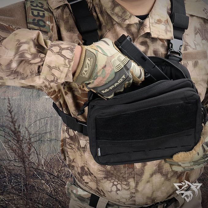 WYNEX Tactical Molle Admin Pouch of Double Layer Design, Admin Pouches Molle Attachment Military Medical EMT Organizer with Map Pocket EDC EMT Pack IFAK Tool Holder Universal U.S.A Patch Included