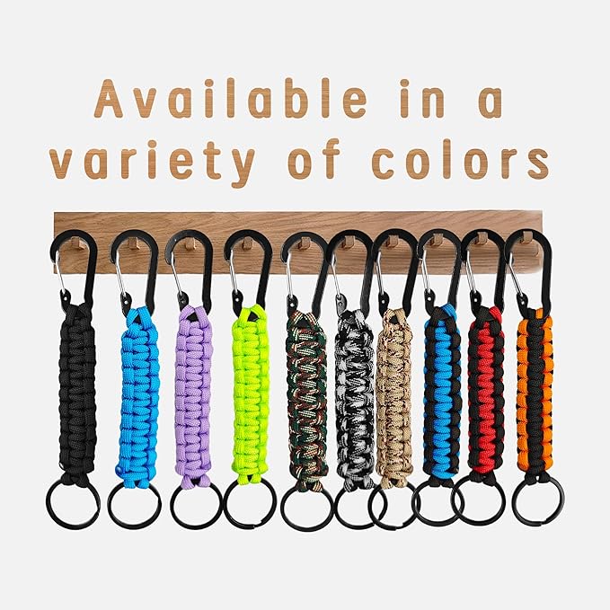 3PCS Paracord Keychain with Carabiner Clip, Braided Rope Key Chain Lanyard, Heavy Duty Paracord Keychain Ring for Men Women Outdoor Camping Hiking Backpack Survival Gear, Colorful