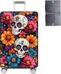 Luggage Cover Protector for 30-32 Inch Suitcases, TSA Approved Elastic Travel Suitcase Covers, Anti-Scratch Washable Luggage Sleeve for Carry On & Checked Bags, Sugar Skulls