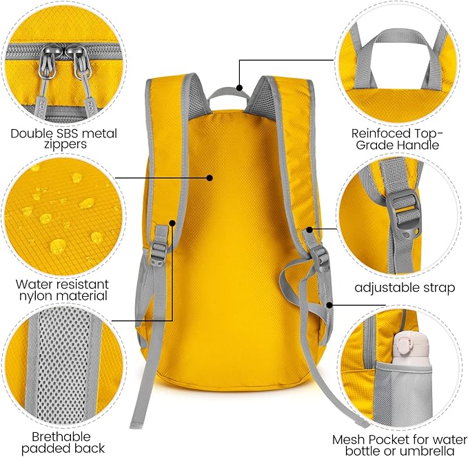 ZOMAKE Lightweight Packable Backpack 28L, Foldable Backpacks Water Resistant Collapsible Day Bag Light Daypack for Hiking